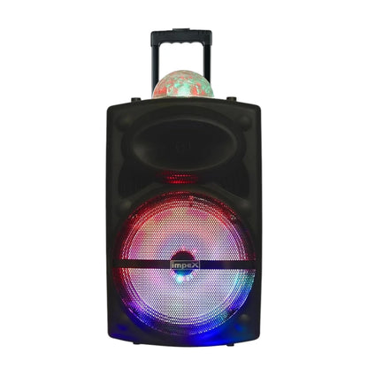Impex 50W RMS Trolley Bluetooth Speaker with 12” Woofer, Wireless Mic, LED Lights, USB/TF/FM/AUX, Remote Control – 2300W PMPO Portable Party Speaker - TS 81 - Damoo