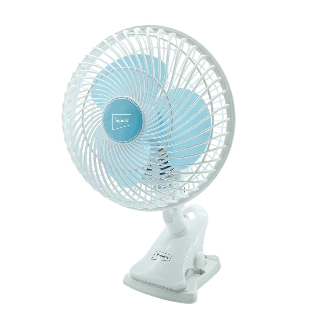Impex 8-Inch Table & Clip Fan – 2 Speed Settings, 90° Oscillation, Adjustable Pitch Angle, 30W Portable Desk Fan for Home, Office, Travel - CF 01 - Damoo