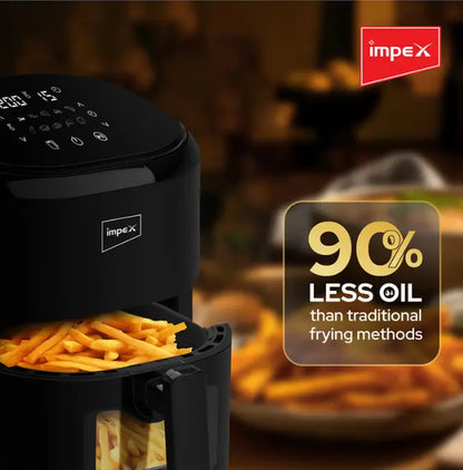 Impex AF 4307 Air Fryer – 4.5L Capacity, 1200W Power, Adjustable Temperature Control, Auto Shut-Off, Non-Stick Basket – Black - Damoo