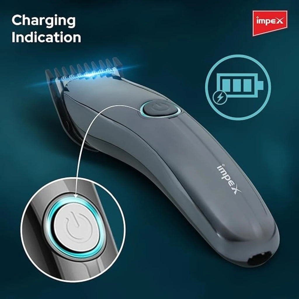 Impex Cordless Hair Clipper for Men – High-Speed 6500 RPM Motor, 60 Min Runtime, Stainless Steel Blade, USB Charging, All-in-One Nose, Beard & Hair Clipper – Red - Damoo
