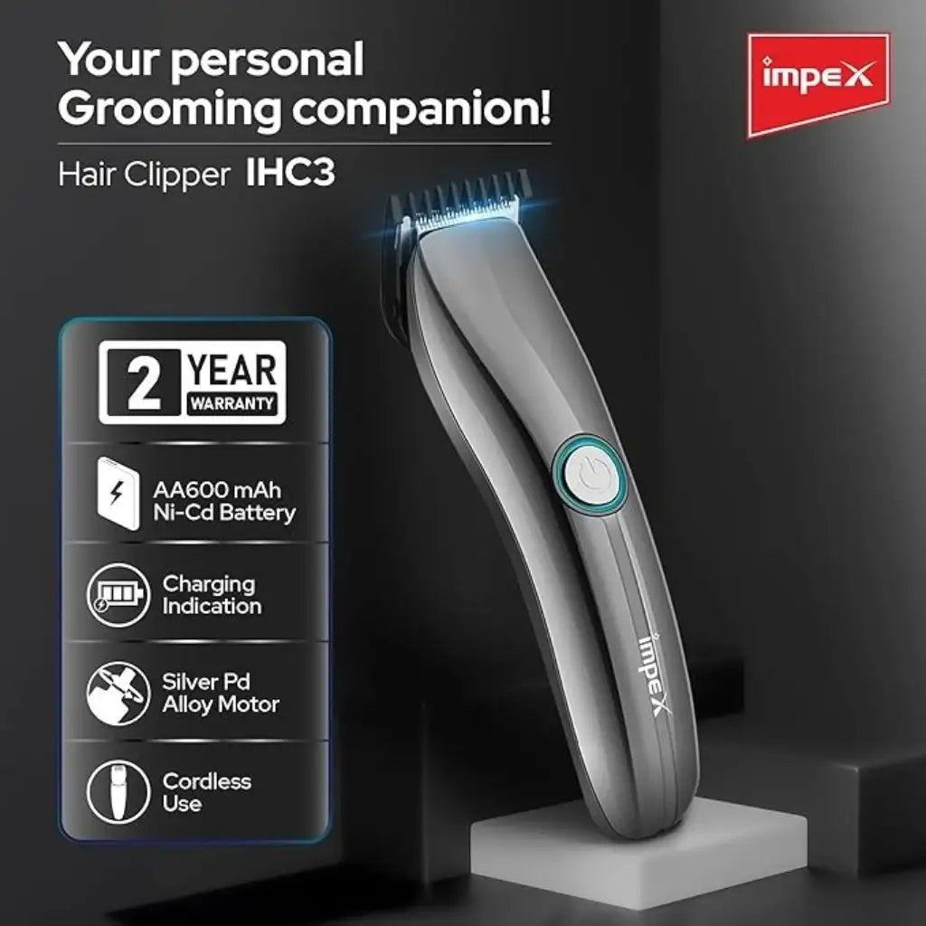 Impex Cordless Hair Clipper for Men – High-Speed 6500 RPM Motor, 60 Min Runtime, Stainless Steel Blade, USB Charging, All-in-One Nose, Beard & Hair Clipper – Red - Damoo