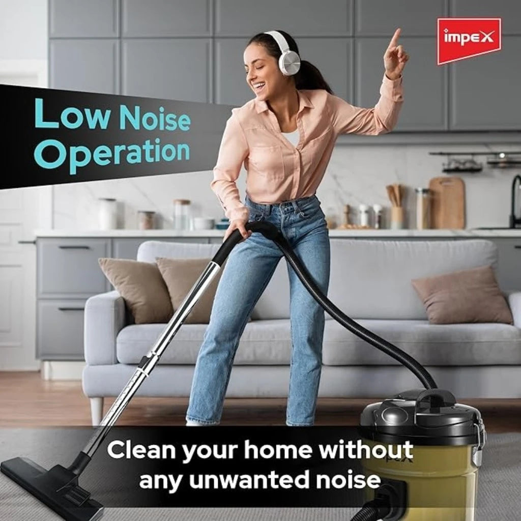 Impex Drum Vacuum Cleaner 21L – 2200W Powerful Suction | Low Noise, Dust Indicator & 5m Cord | Ideal for Home, Office & Mosque Cleaning - Damoo