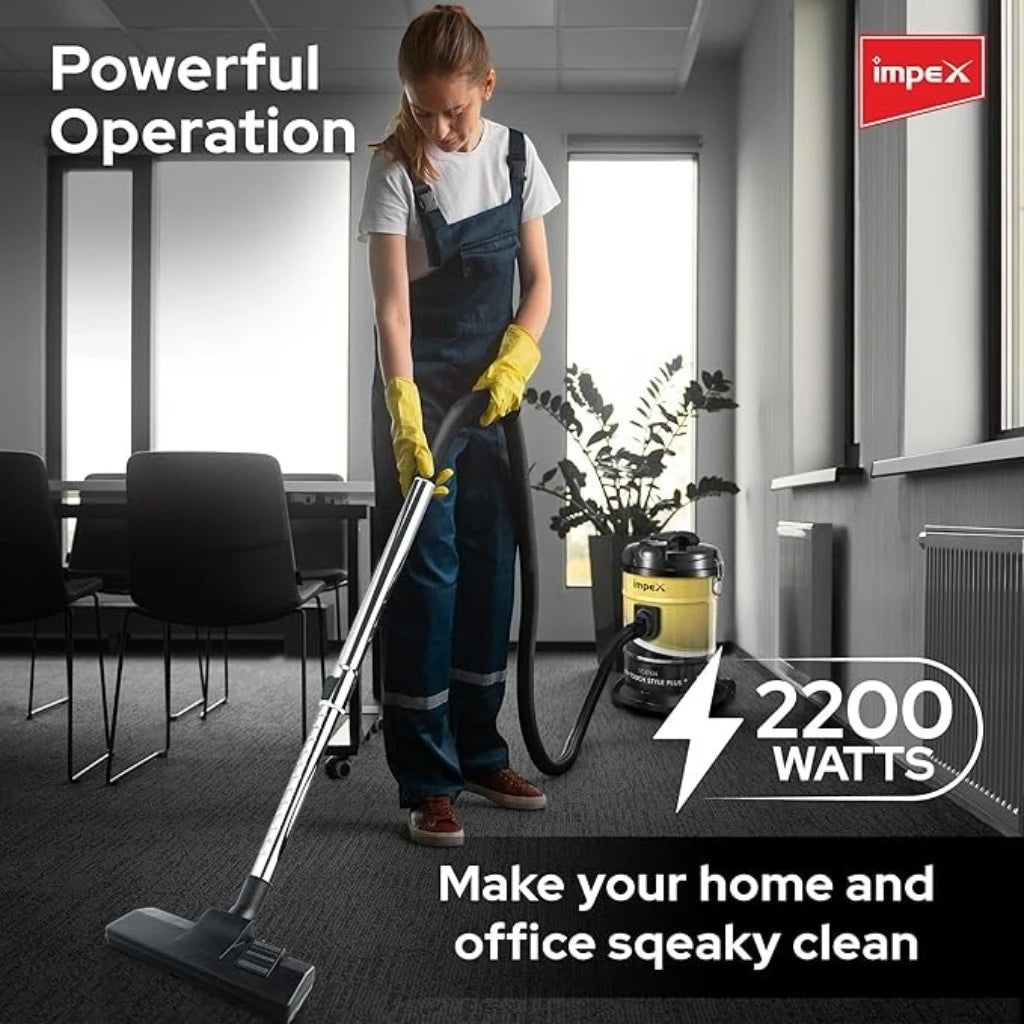 Impex Drum Vacuum Cleaner 21L – 2200W Powerful Suction | Low Noise, Dust Indicator & 5m Cord | Ideal for Home, Office & Mosque Cleaning - Damoo