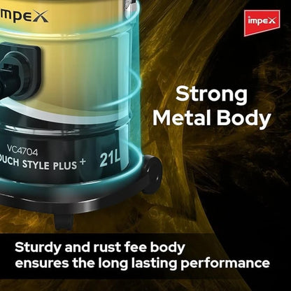 Impex Drum Vacuum Cleaner 21L – 2200W Powerful Suction | Low Noise, Dust Indicator & 5m Cord | Ideal for Home, Office & Mosque Cleaning - Damoo