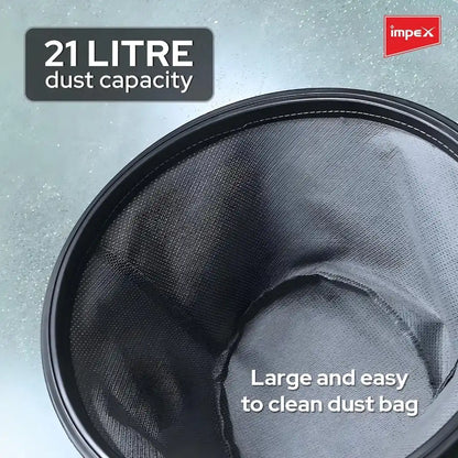 Impex Drum Vacuum Cleaner 21L – 2200W Powerful Suction | Low Noise, Dust Indicator & 5m Cord | Ideal for Home, Office & Mosque Cleaning - Damoo