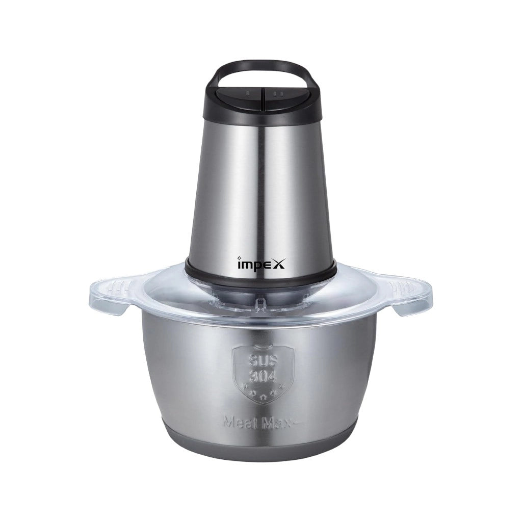Impex Electric Food Chopper – 2L Glass Bowl, 350W Motor, Dual Speed Control, 4 Stainless Steel Blades, Overheat Protection, Anti-Slip Base  – Silver – FC 3202 - Damoo