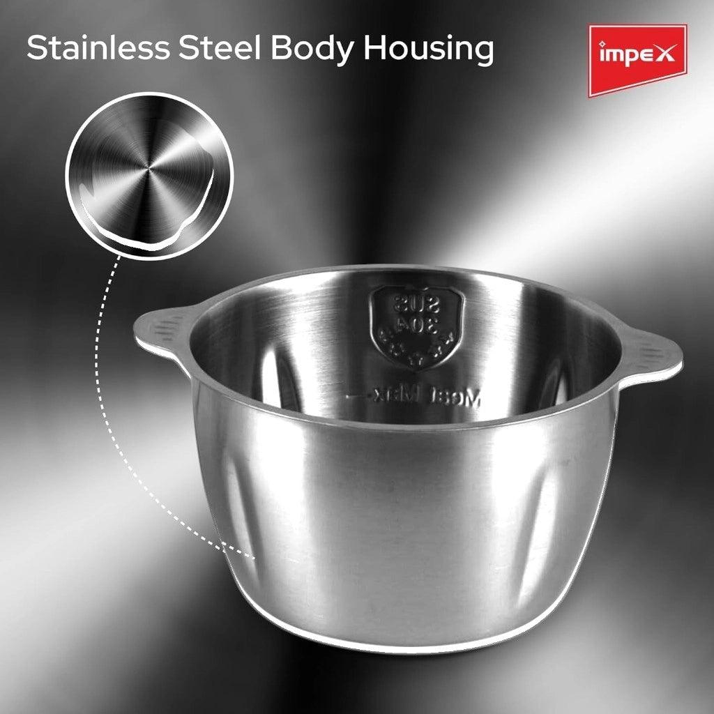 Impex Electric Food Chopper – 2L Glass Bowl, 350W Motor, Dual Speed Control, 4 Stainless Steel Blades, Overheat Protection, Anti-Slip Base  – Silver – FC 3202 - Damoo