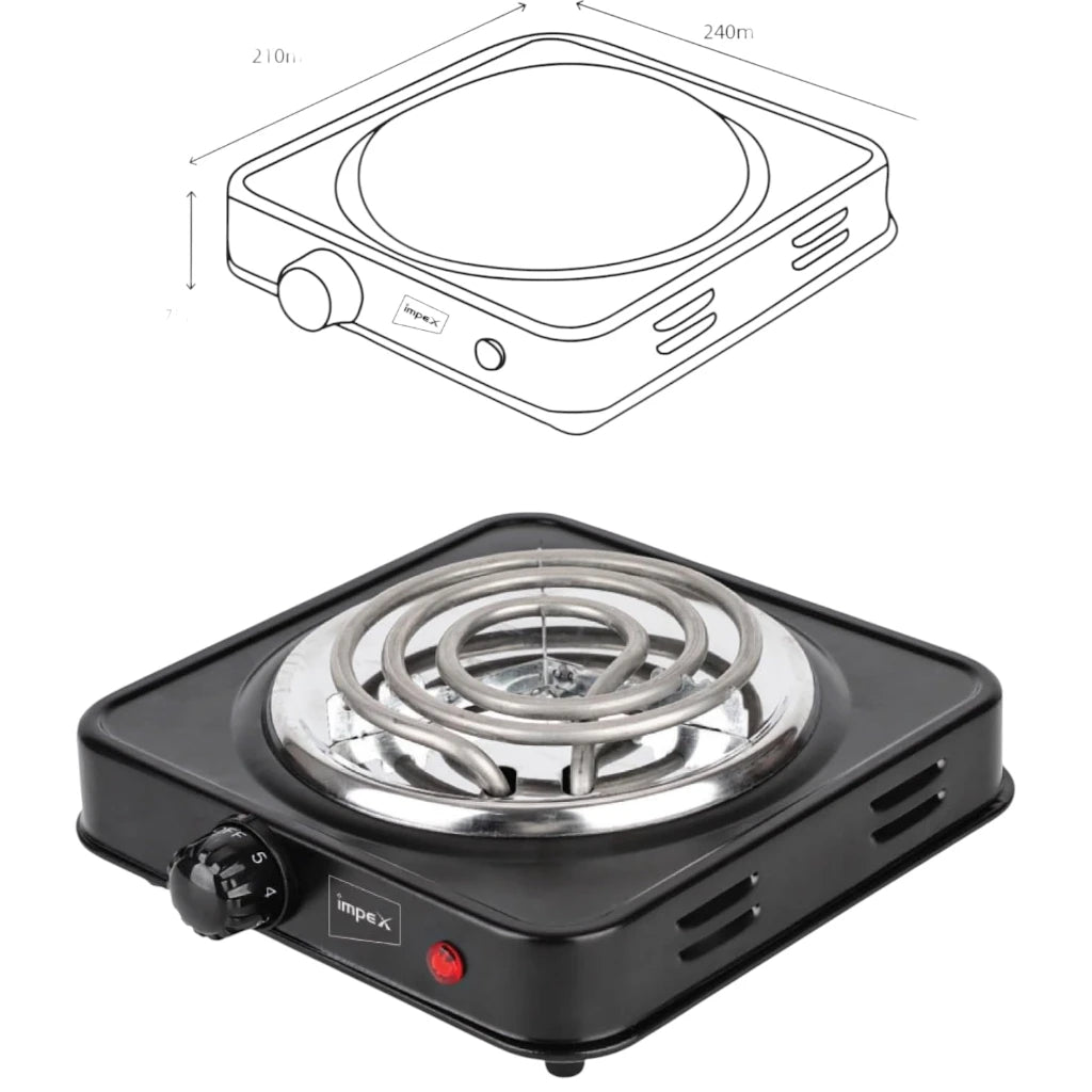 Impex Electric Hotplate – 1000W Single Coil Burner | Portable Stove with 5-Level Temperature Control, Overheat Protection & Durable Metal Body -  HP 100 - Damoo