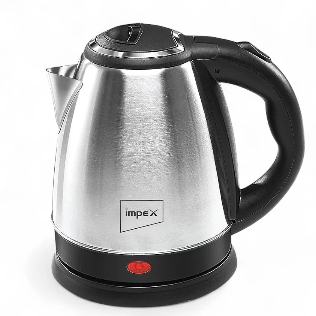 Impex Electric Kettle – 1.8L Stainless Steel Cordless Kettle with Triple Thermostat, Boil-Dry Protection, 360° Swivel Base, Auto Shut-Off & Heat-Resistant Handle – 1500W – Silver | STEAMER-1801 - Damoo