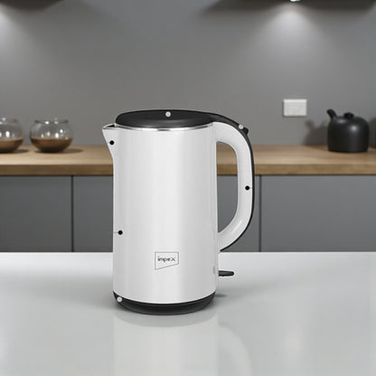 Impex 2.0L Double Layer Electric Kettle (Steamer 2002) – 1500W 304 Stainless Steel Kettle with Seamless Inner Body, FADA Double Controller, 360° Cordless Base, Auto Shut-Off & Indicator Light – Blue - Damoo