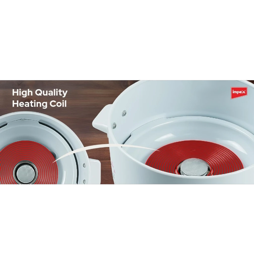 Impex Electric Rice Cooker – 1.5 Litre, 500W, Aluminium Inner Pot, Auto Cooking & Keep Warm, Safety Protection, Glass Lid – White -  RC 2802 - Damoo