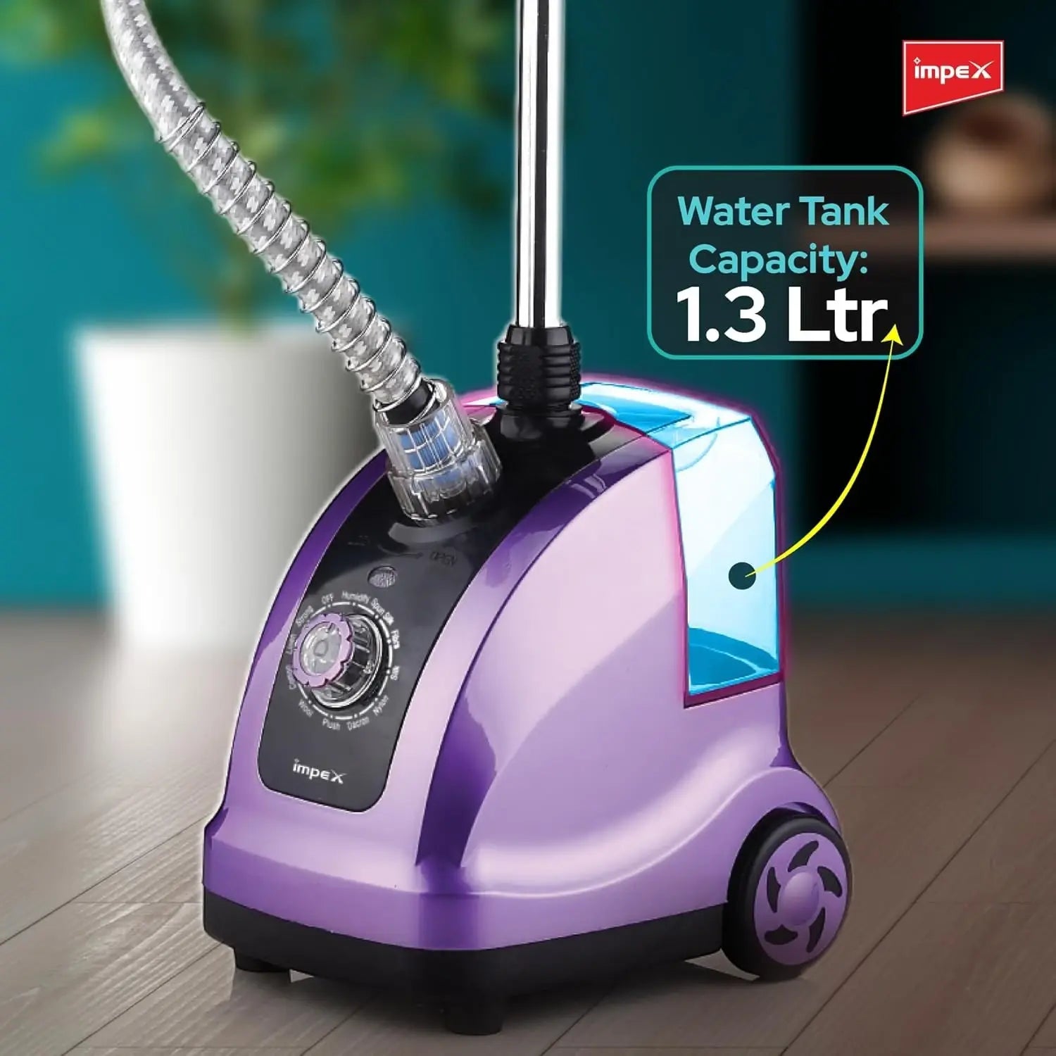 IMPEX Garment Steamer – 1950W Powerful Clothes Steamer with 38s Fast Preheat, 1.3L Tank, 40-Min Runtime, Adjustable Pole, Hairbrush Head, Coat Hanger & Glove –  GSM 6010 - Damoo