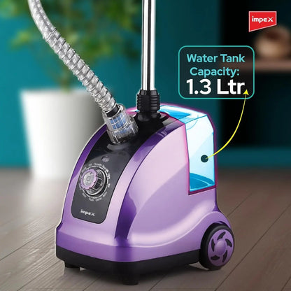 IMPEX Garment Steamer – 1950W Powerful Clothes Steamer with 38s Fast Preheat, 1.3L Tank, 40-Min Runtime, Adjustable Pole, Hairbrush Head, Coat Hanger & Glove –  GSM 6010 - Damoo