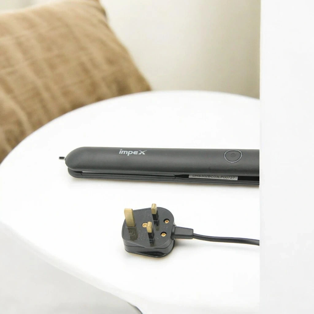IMPEX Hair Straightener with 100x25mm Ceramic Coated Plates – PTC Fast Heating, 220°C Max Temp, 360° Swivel Cord, Dual Voltage, Lock Function, CE/ROHS Certified,  – 35W - HS 302 - Damoo
