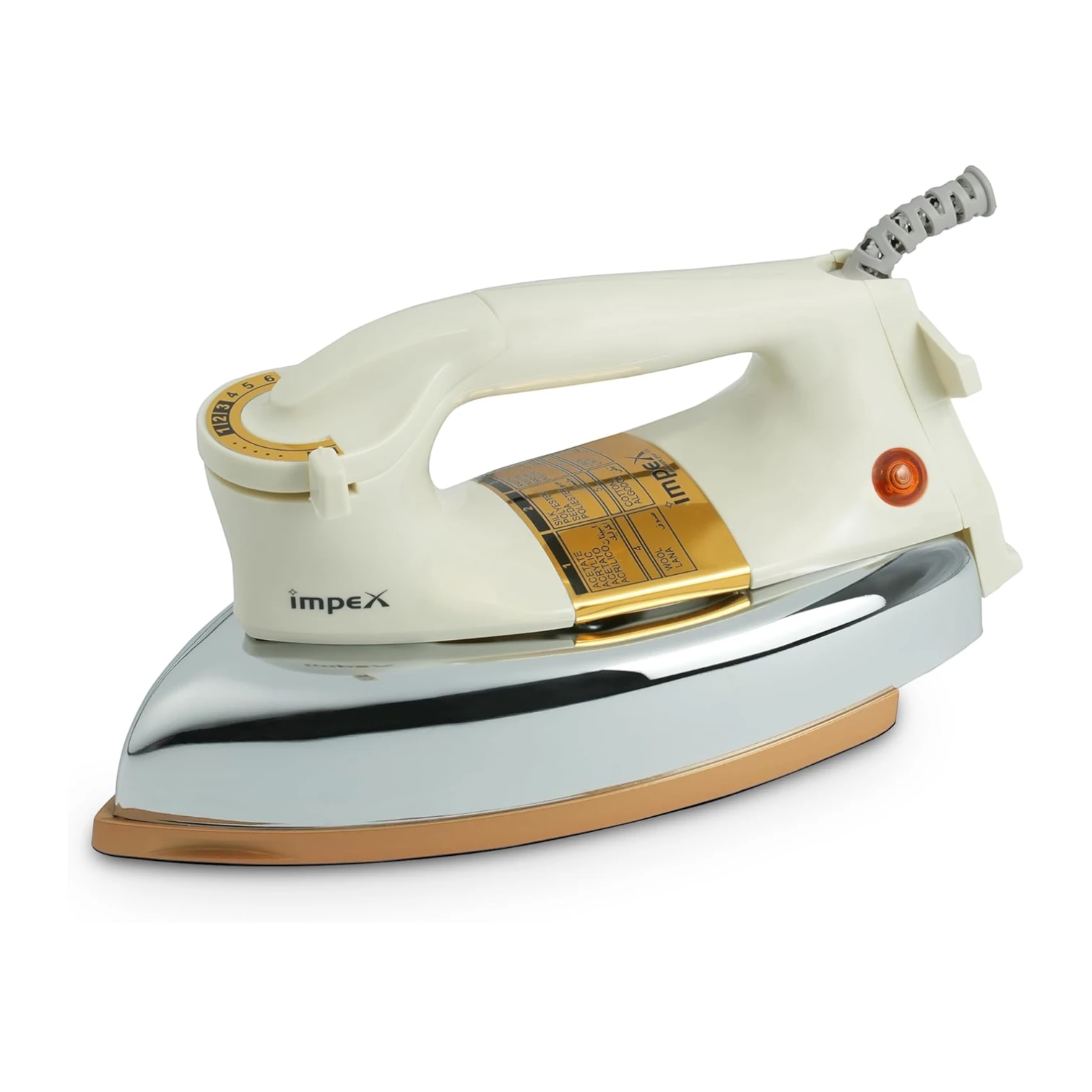 Impex Heavy Duty 1200W Dry Iron with Ceramic Coated Non-Stick Soleplate IB 211, Automatic Thermostat, Shockproof Body & 6 Heat Settings – Durable & Reliable Iron Box for Everyday Use - Damoo