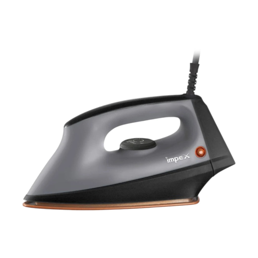 Impex Heavy Duty Dry Iron 1200W with Non-Stick Ceramic Soleplate, 5 Temperature Settings, Overheat Protection, Long-Life Thermostat & 360° Swivel Cord – IB 191 – Black/Grey - Damoo