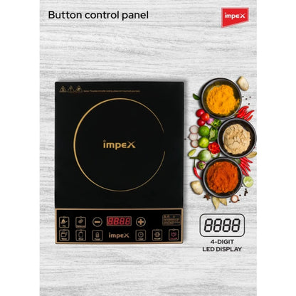 Impex Infrared Cooktop IR 2701A – 1500W Electric Stove with 8 Power Levels, 5 Cooking Modes, 24-Hour Preset Timer, LED Display, Overheat Protection & Universal Pot Compatibility – Black - Damoo