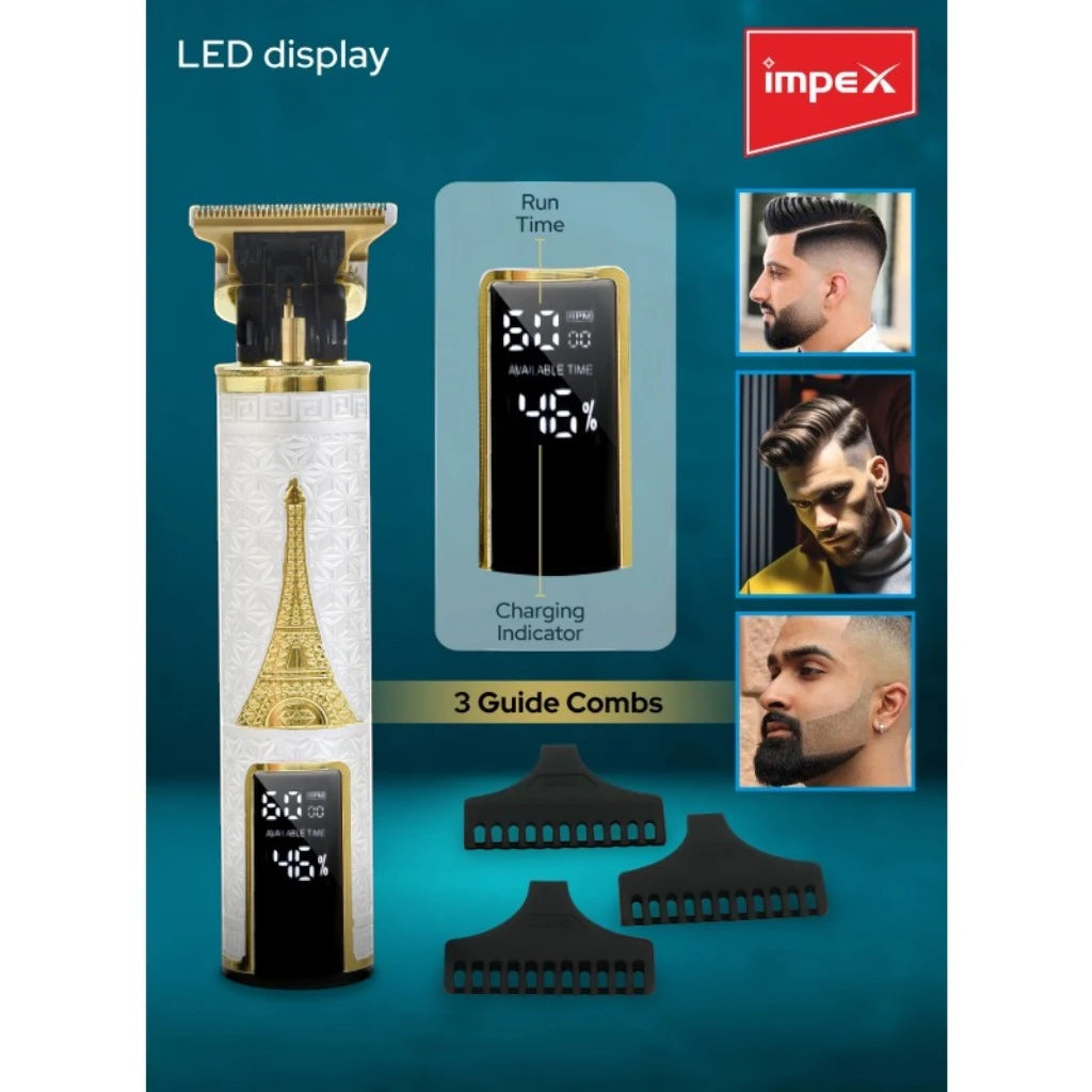IMPEX Professional Hair Clipper & Beard Trimmer for Men – Rechargeable Cordless Grooming Kit with LED Display, 3-Speed Control, 1200mAh Battery, 2-Hour Runtime, C-Type Charging, 5W Motor - Damoo