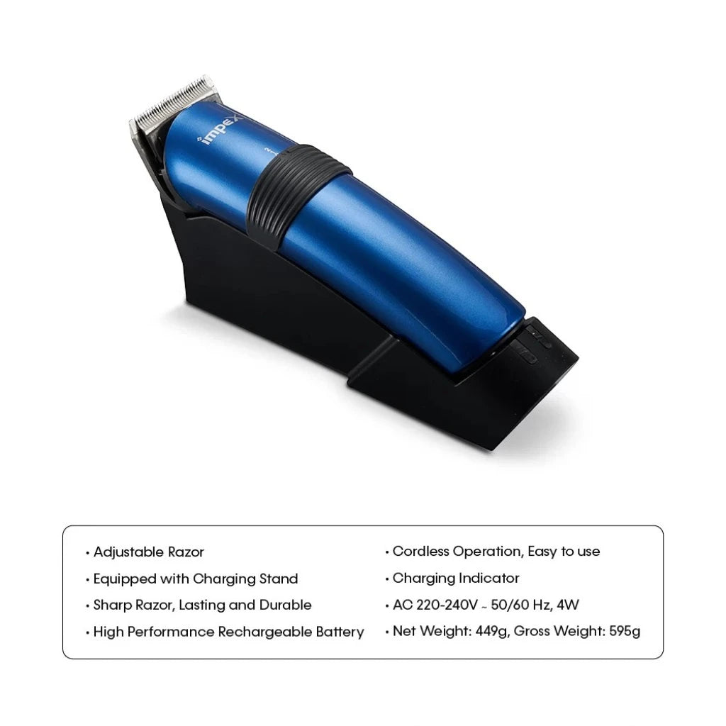 Impex Professional Hair Trimmer IHC5 | Adjustable Sharp Razor | Cordless Operation | Rechargeable Battery with Charge Indicator | 220-240V 50-60Hz, 4W | Ideal for Men’s Grooming - Damoo