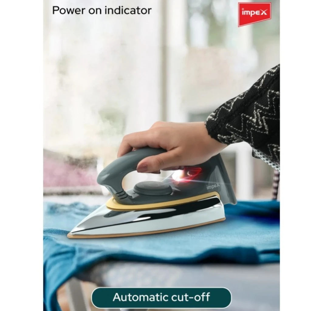 impex Showy 1200W Lightweight Electric Iron Box with Non-Stick Ceramic Soleplate, 5 Temperature Settings, Auto-Thermostat, Overheat Protection, 180° Swivel Cord & Cool Grip Handle - Damoo