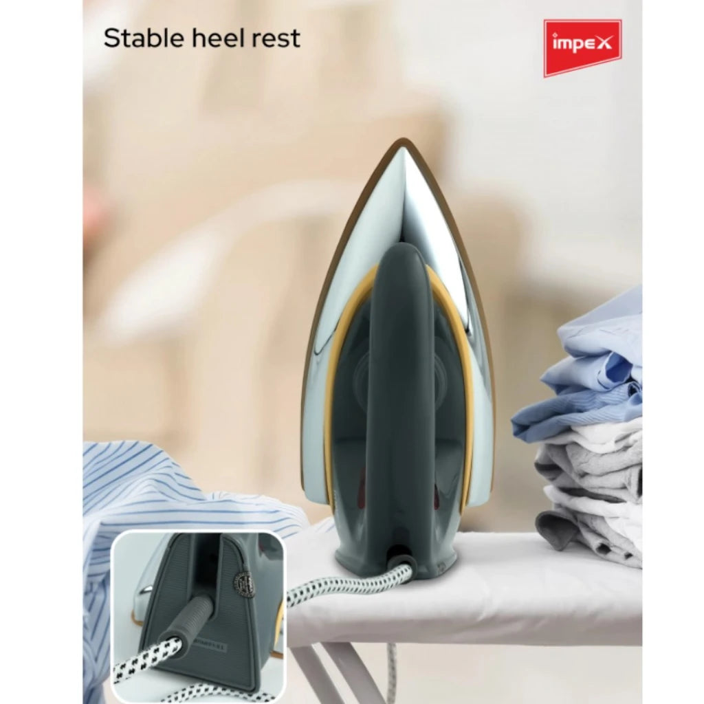 impex Showy 1200W Lightweight Electric Iron Box with Non-Stick Ceramic Soleplate, 5 Temperature Settings, Auto-Thermostat, Overheat Protection, 180° Swivel Cord & Cool Grip Handle - Damoo