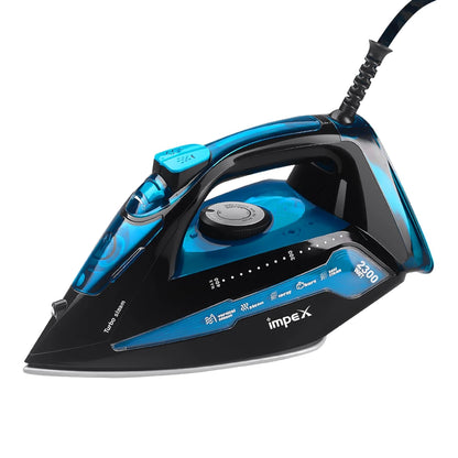 Impex Steam Iron IBS 404 - 2300W with Ceramic Coated Soleplate, Water Spray, 360° Swivel Cord, Overheat Protection & 5 Heat Settings – Vertical & Horizontal Steaming - Damoo