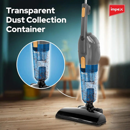 Impex VC 4702 800W 3-in-1 Lightweight Stick & Handheld Vacuum Cleaner – Powerful Suction, 1.2L Dustbin, 5M Cord, Multi-Surface Cleaning with High-Efficiency Filtration – Grey - Damoo
