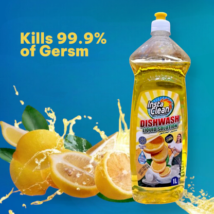 InstaClean Lemon Dishwash Liquid – 1L Powerful Grease-Fighting Formula | 3X Stronger - Damoo