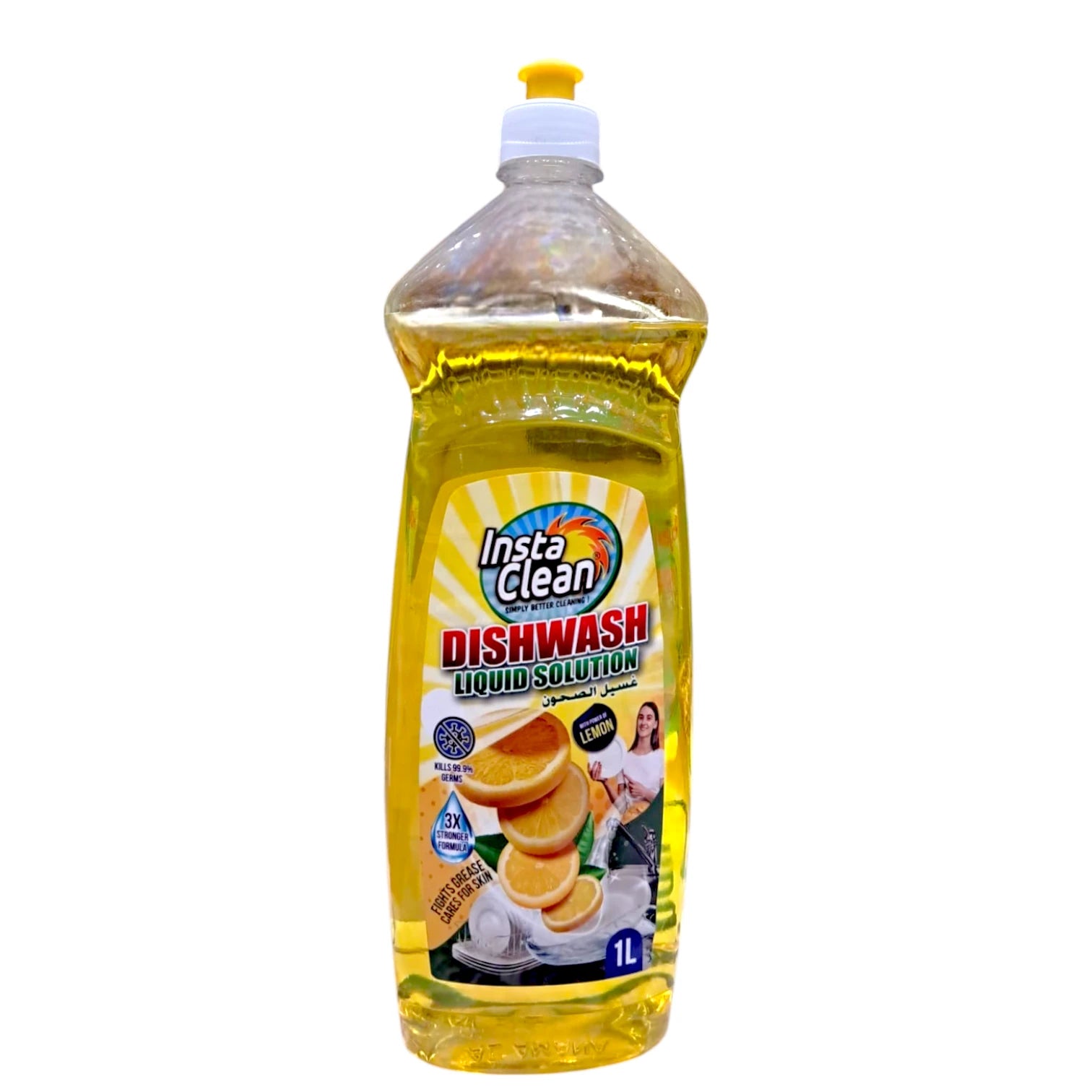 InstaClean Lemon Dishwash Liquid – 1L Powerful Grease-Fighting Formula | 3X Stronger - Damoo