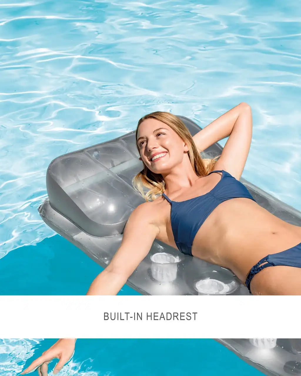 INTEX 18-Pocket Sun tanner Inflatable Pool Floating Mat with Pillow – 188 x 71 cm, Adult Lounger - Damoo