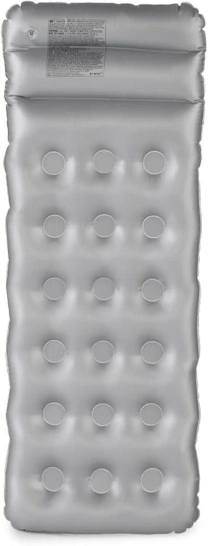 INTEX 18-Pocket Sun tanner Inflatable Pool Floating Mat with Pillow – 188 x 71 cm, Adult Lounger - Damoo