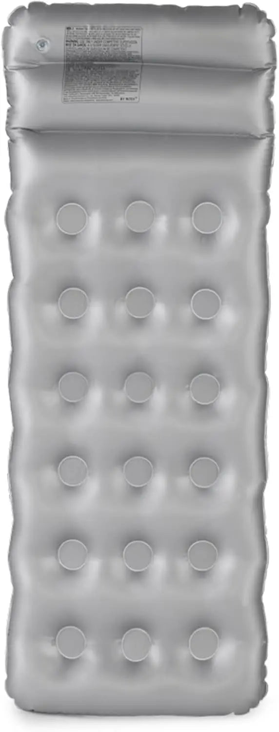 INTEX 18-Pocket Sun tanner Inflatable Pool Floating Mat with Pillow – 188 x 71 cm, Adult Lounger - Damoo