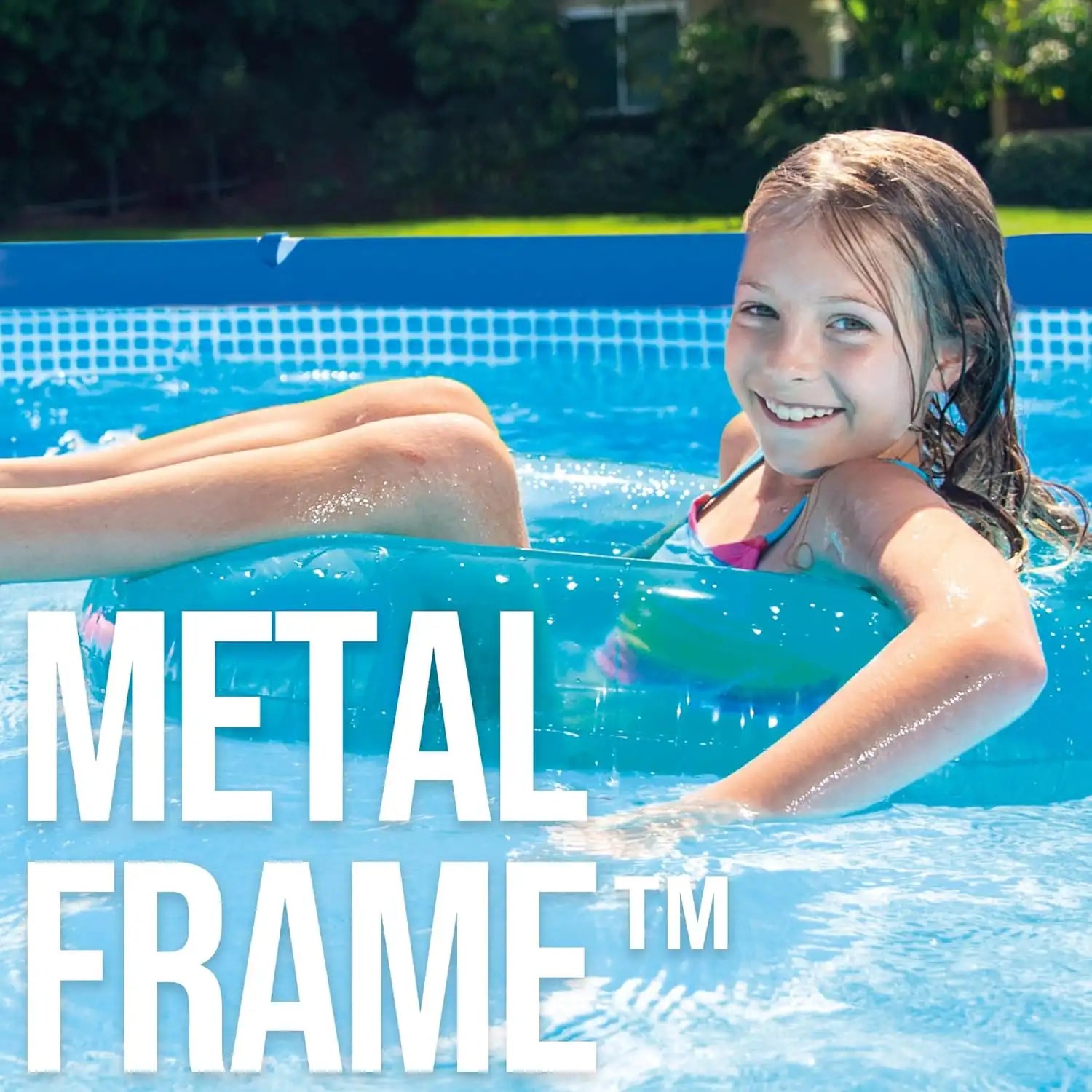 INTEX Above Ground Pool 244 x 51 cm Metal Frame Above Ground Pool – Durable Steel Structure with T-Joint Assembly, 3-Ply Liner, 1830L Water Capacity, Ages 6+, Easy Setup in 30 Minutes - Damoo