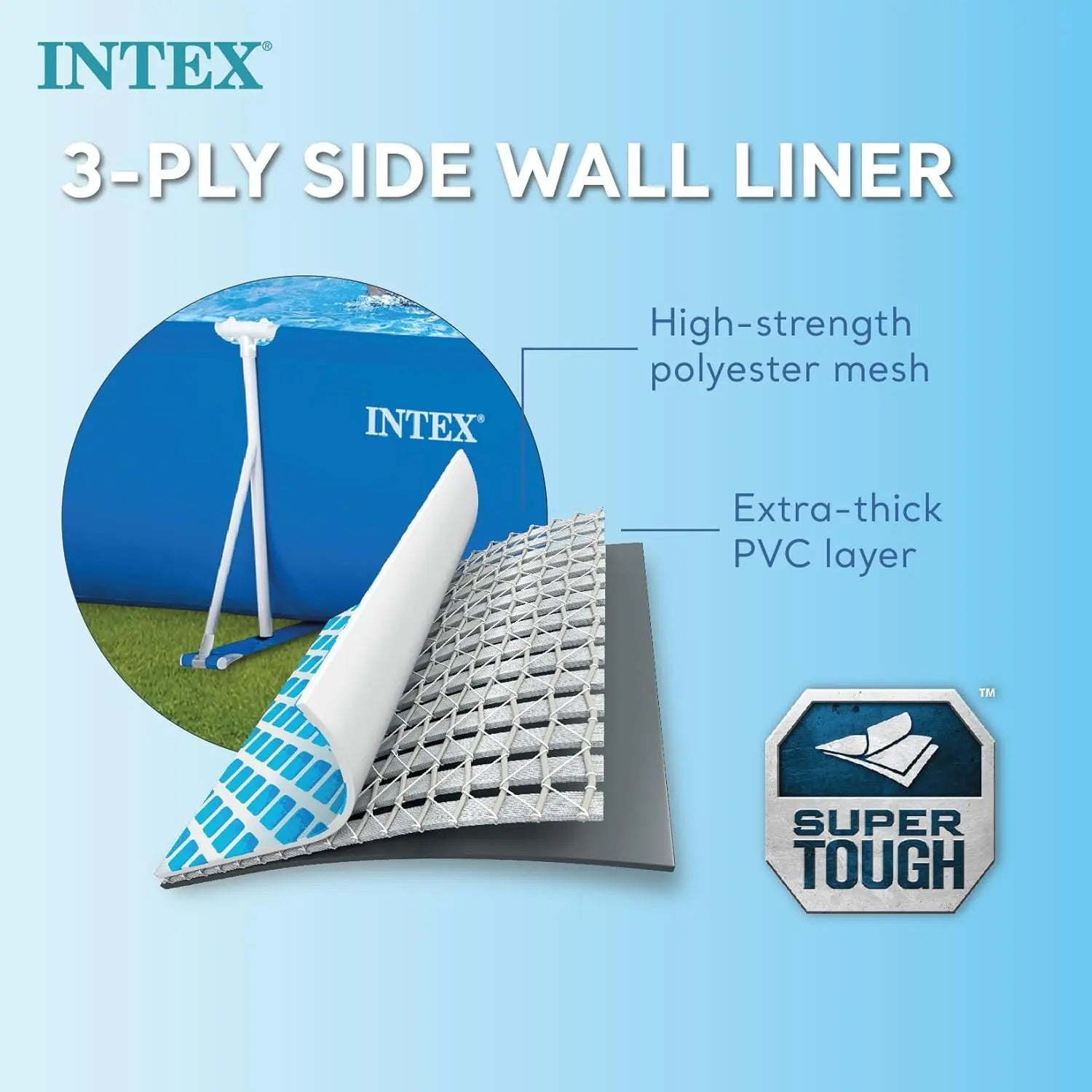 INTEX Above Ground Pool 3 x 2 m Metal Frame Rectangular – 75 cm Deep Family Swimming Pool with Rust-Resistant Frame, 800L Capacity, Heavy-Duty PVC, Ages 6+ - Damoo