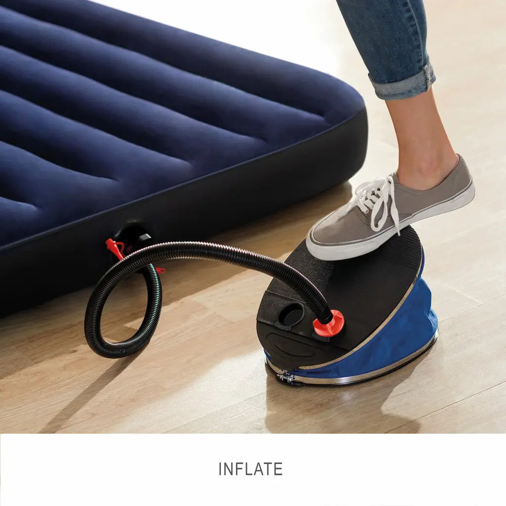 INTEX Bellows Foot Pump – 11 & 12 Inch Manual Inflator with 3 Nozzles, High-Volume Air Flow for Air Mattresses, Floats & Inflatables, Compact & Portable Design - Damoo