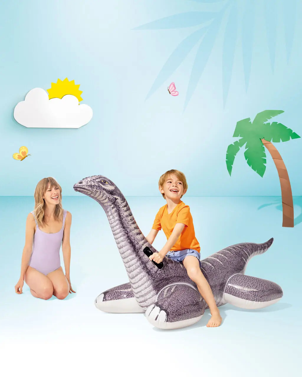 Intex Brontosaurus Ride-On Inflatable Pool Float – Prehistoric Fun for Young Swimmers (178 × 94 cm) - Damoo