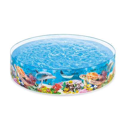 Intex Deep Sea Blue SnapSet™ Kiddie Pool – 244cm Round Children’s Pool, 2040L Water Capacity, Easy Setup, with Repair Patch - Damoo