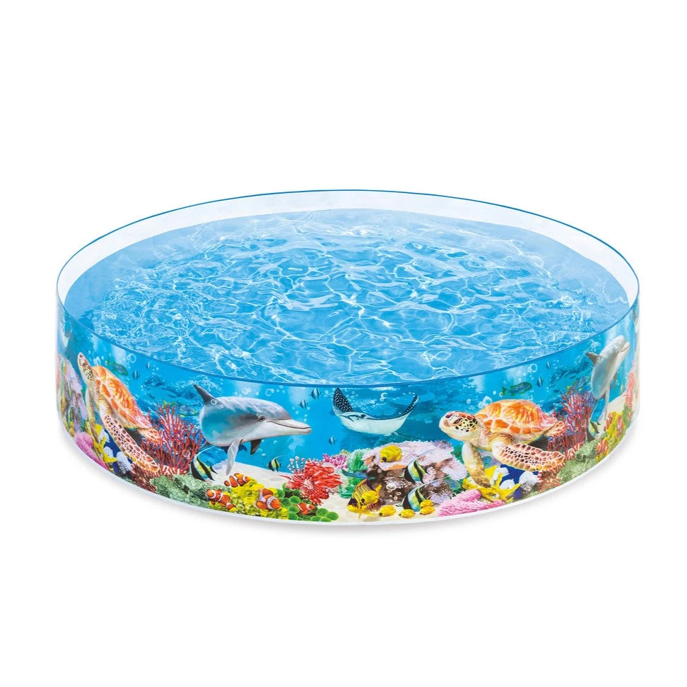 Intex Deep Sea Blue SnapSet™ Kiddie Pool – 244cm Round Children’s Pool, 2040L Water Capacity, Easy Setup, with Repair Patch - Damoo