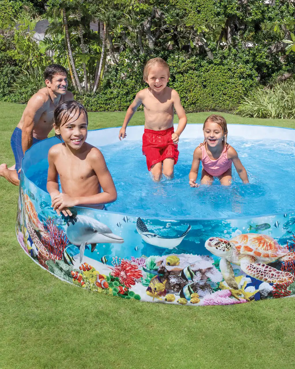 Intex Deep Sea Blue SnapSet™ Kiddie Pool – 244cm Round Children’s Pool, 2040L Water Capacity, Easy Setup, with Repair Patch - Damoo