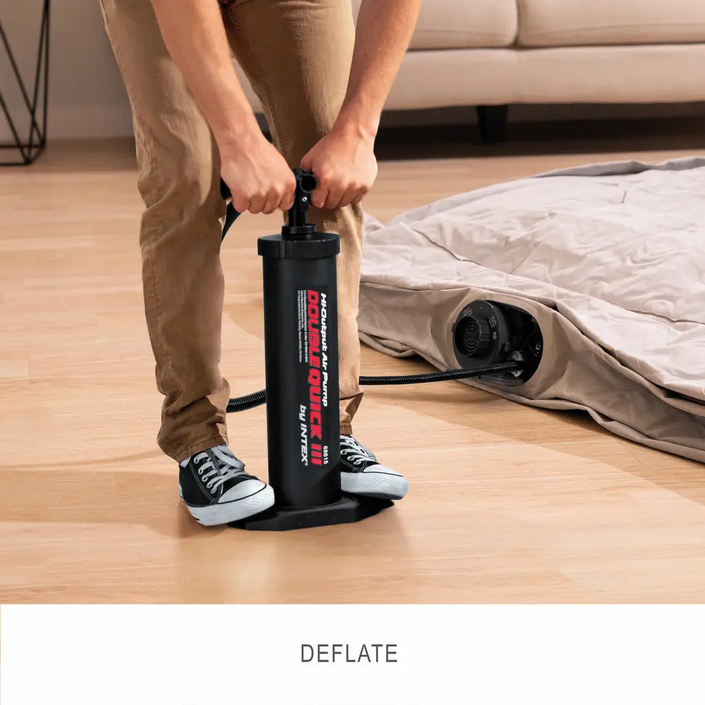 INTEX Double Quick III Manual Hand Air Pump – Dual Action Inflator/Deflator with 4 Nozzles & Needle, Portable Heavy-Duty Pump for Inflatables, Mattresses & Pool Floats, 48 cm - Damoo