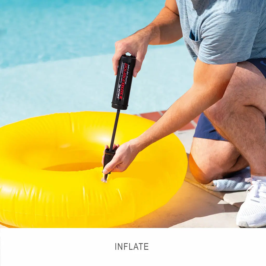 Intex Double Quick Mini Hand Air Pump – Compact Manual Inflator with Dual-Action Pumping & Hose, 29 cm, Lightweight & Portable for Small Floats, Balls & Inflatables - Damoo