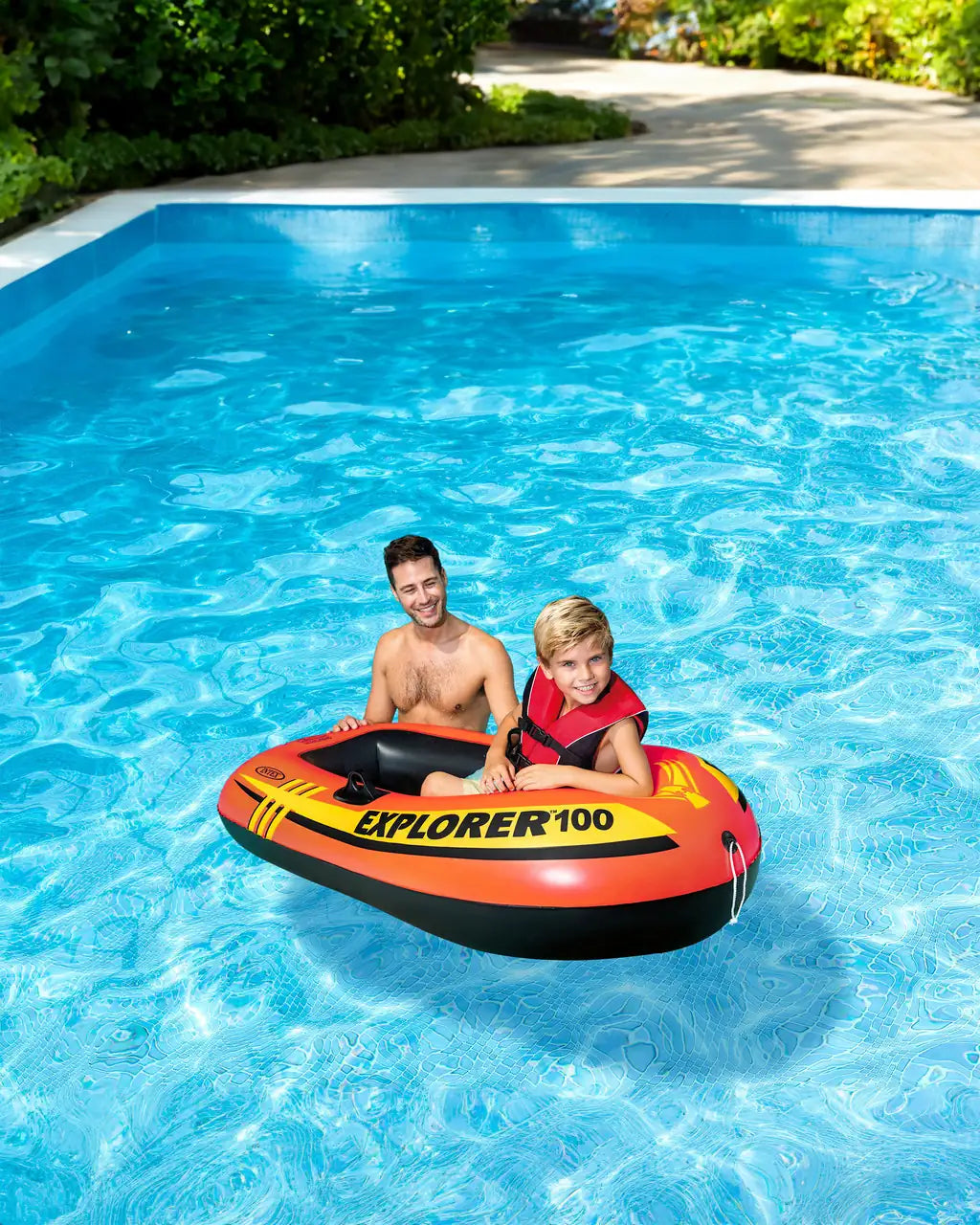Intex Explorer™ 100 Inflatable Boat – 1-Person Pool & Lake Raft with Grab Rope, Oar Locks & Inflatable Floor – 147 x 84 x 36 cm – Ages 6+ (Boat Only) - Damoo