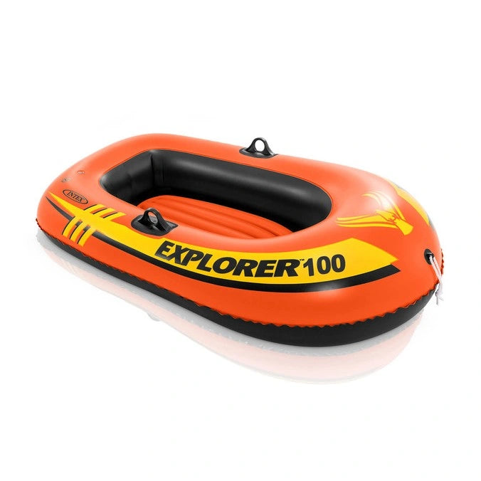 Intex Explorer™ 100 Inflatable Boat – 1-Person Pool & Lake Raft with Grab Rope, Oar Locks & Inflatable Floor – 147 x 84 x 36 cm – Ages 6+ (Boat Only) - Damoo