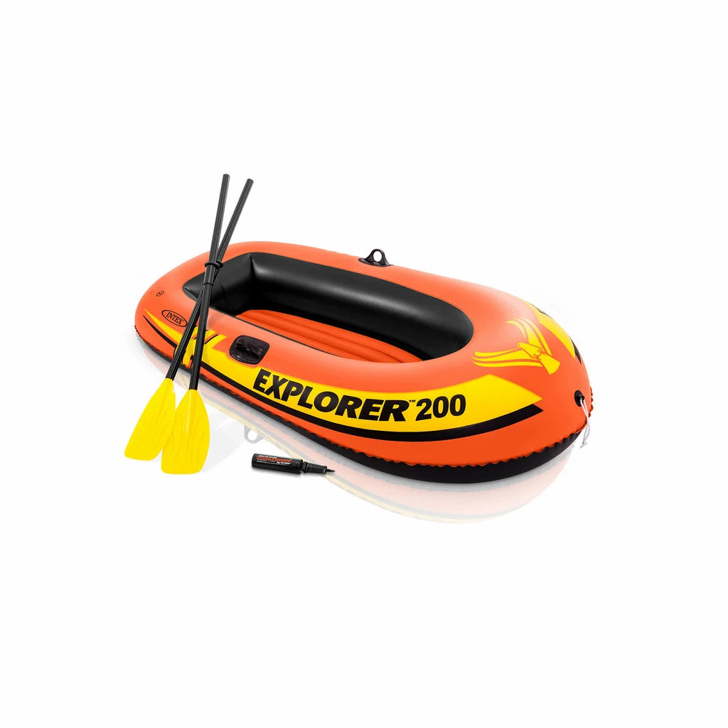 Intex Explorer™ 200 Inflatable Boat Set – 2-Person Raft with Oars & Pump | 185 × 94 × 41 cm | Max Load 95 kg | Pool & Lake Use - Damoo