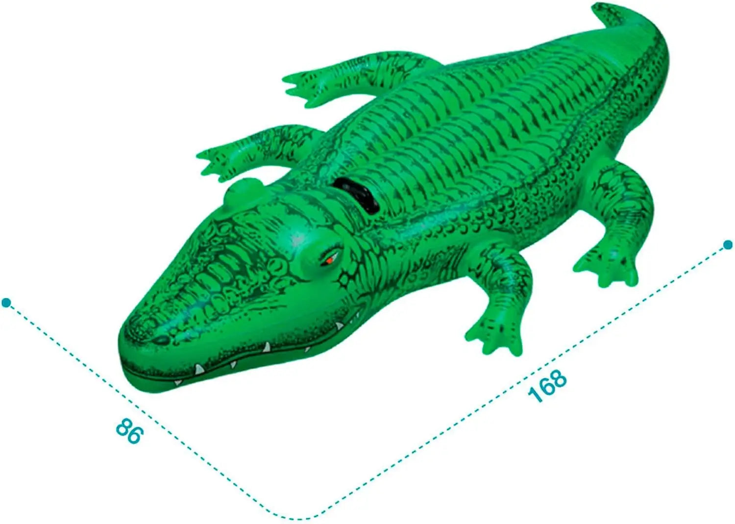Intex Gator Ride-On Inflatable Pool Float – Crocodile Pool Toy for Kids | 167.6 × 86 cm | With Handles & Repair Kit | Age 3+ - Damoo
