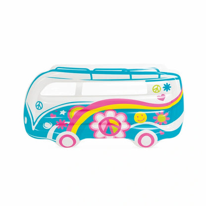 Intex Groovy Van Inflatable Pool Float – Retro Flower Power Floatie with Underwater Window & Repair Patch - Damoo