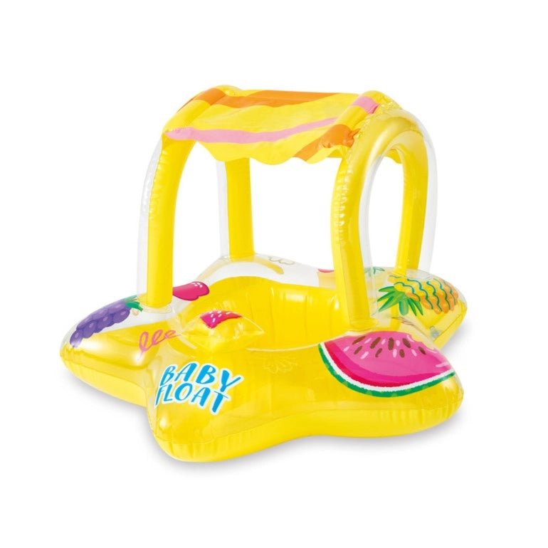 Intex Kiddie Inflatable Pool Float with Sunshade – Toddler Swim Trainer with Canopy & Dual Air Chambers – 81 x 79 cm for Ages 1–2 - Damoo