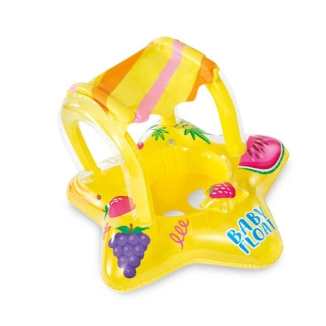 Intex Kiddie Inflatable Pool Float with Sunshade – Toddler Swim Trainer with Canopy & Dual Air Chambers – 81 x 79 cm for Ages 1–2 - Damoo