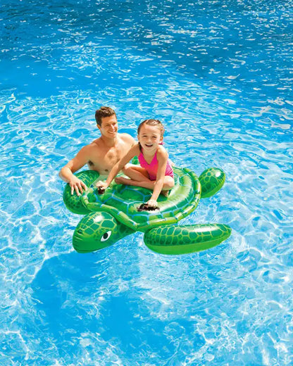 Intex Lil' Sea Turtle Ride-On Inflatable Pool Float – Kids Pool Toy with Grab Handles & Repair Patch – 59" x 50", Ages 3+ - Damoo