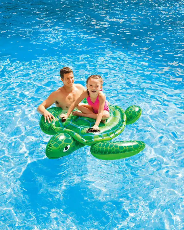 Intex Lil' Sea Turtle Ride-On Inflatable Pool Float – Kids Pool Toy with Grab Handles & Repair Patch – 59" x 50", Ages 3+ - Damoo